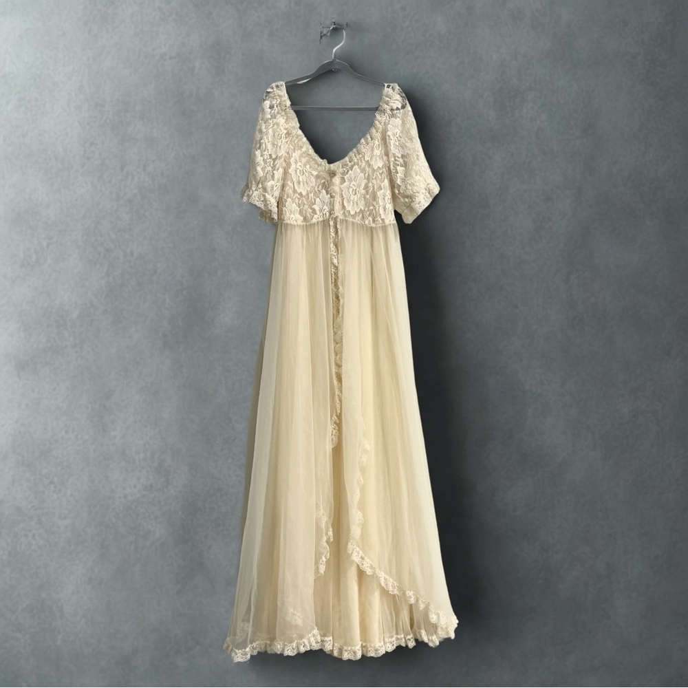 Vintage Tosca Bridal Negligee/Peignoir Set (Medium) Ivory Light Yellow Lingerie